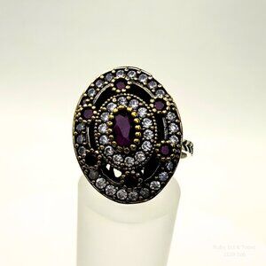 Handmade Jewelry Ruby Statement Ring 925 Gold Plated Size 6